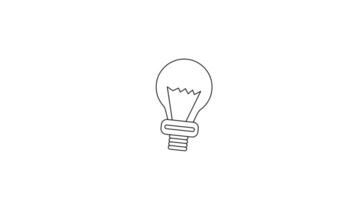 Minimal broken light bulb outline animation video