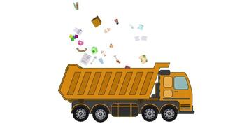 Garbage truck unloading colorful waste video