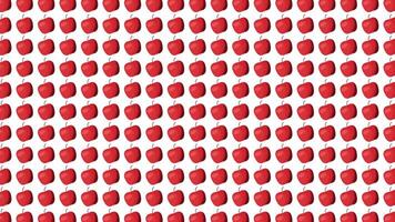 Seamless pattern of red apples on white background video