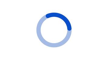 Blue circular loading progress indicator on white background video