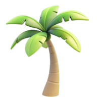 Cartoon-style 3D palm tree icon with green leaves and a simple trunk Isolated on transparent Background png