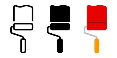 Paint roller icon set. for mobile concept and web design on white background vector