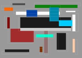 Artful colorful boxes in plain frame vector