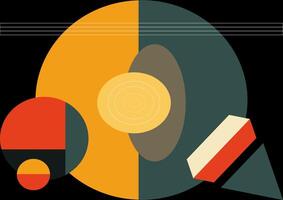 Bold circles and rectangles in Bauhaus style, arranged in a grid-like structure vector