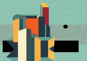 Modernist Bauhaus design featuring symmetrical shapes and vibrant color blocks vector