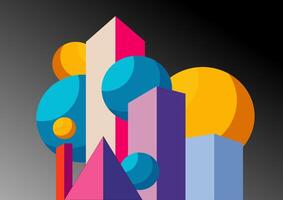 Balanced composition of geometric shapes in primary colors on a neutral background. vector