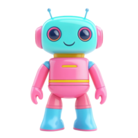 Cheerful 3D Toy Robot with Expressive Face and Happy Smile Standing Upright Isolated on transparent Background png
