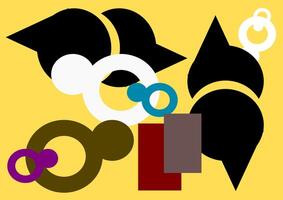 an abstract yellow Bauhaus geometric pattern with bold circles vector