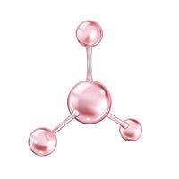 Pink molecule structure rotating realistic illustration. Clear natural protein bond for cosmetic industry 3d object on white background vector