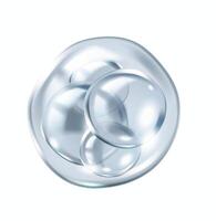 Collagen molecules bouncing inside silver protective bubble realistic illustration. Rejuvenation products research 3d object on white vector