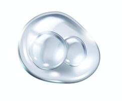 Collagen molecules floating within silver bubble realistic illustration. Healthy youthful skin elasticity 3d object on white background vector