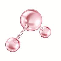 Pink collagen molecule structure realistic illustration. Model forms bonds representing natural protein 3d object on white background vector
