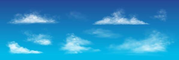 Fluffy white clouds floating serenely against bright blue sky creating tranquil and peaceful atmosphere perfect for nature and summer themes with copy space vector