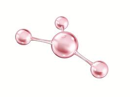 Rotating pink collagen molecular structure realistic illustration. Proteins model for scientists research 3d object on white background vector