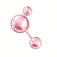Collagen molecule structure of pink color rotating realistic illustration. Protein model for cosmetic industry 3d object on white background vector