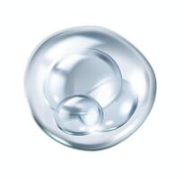 Collagen molecules bouncing inside bubble realistic illustration. Skincare science 3d object on white background vector