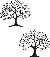Silhouette tree line drawing set outline trees vector