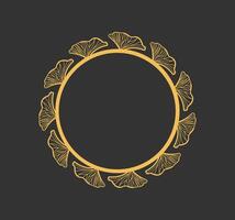 floral wreath with golden circle frame design vector