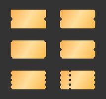 Set of blank gold tickets template design. vector