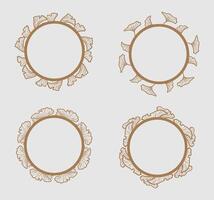 Hand drawn floral circle frame collection design isolated on white background vector