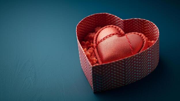 A heart-shaped box with a red heart inside, free space for text photo