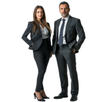 Confident Business Team of Man and Woman in Formal Outfit Pose Isolated on transparent Background png
