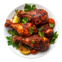 Traditional Ghanaian Chicken with Deep Spice Marinade on Plate Isolated on transparent Background png