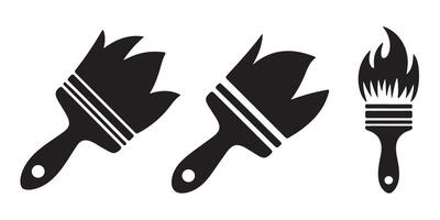 Three Simple Paintbrush Icons in a Monochrome Style vector