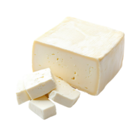 Fresh paneer cheese with sliced portions, isolated on transparent background png