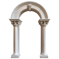 A classic stone column arch with ornate features, symbolizing timeless architecture, Isolated on transparent Background png