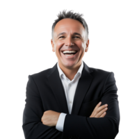 Professional man in business suit smiling with confidence and charm Isolated on transparent Background png