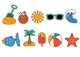 Set of summer elements vector