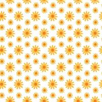 Seamless floral pattern with yellow flowers, bright summer design, flat style, perfect for fabric, wrapping paper, wallpaper, textile prints, botanical repeating background vector