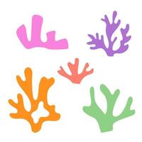 Set of Pastel Coral Illustrations, Soft Colored Underwater Coral Reef Collection for Ocean, Marine Life, and Nature Inspired Designs vector
