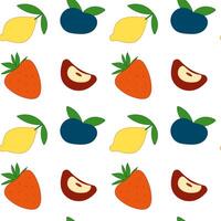 Seamless pattern with strawberry, lemon, apple and blackberry vector