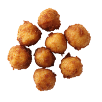A serving of crispy deep-fried hush puppies displayed with texture and detail Isolated on transparent Background png