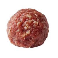 Close-up view of a raw meatball isolated on a pristine surface, isolated on transparent Background png
