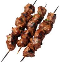 Delicious skewered meat grilled in authentic Russian shashlik style Isolated on transparent Background png