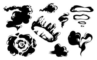 Set of smoke clouds icons, featuring gas, steam, and smoke effects. illustration perfect for design, animation, and visual effects projects vector