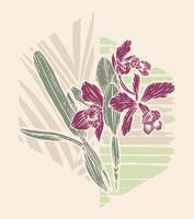 Flower silhouette illustration with graphic elements in the background. vector
