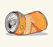 Illustration of a crushed soda can. Resilience flavored soda. vector