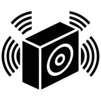 A black and white image of a speaker with a speaker icon vector