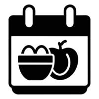 A black and white calendar with an apple and a basket vector