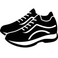 A black and white silhouette of a pair of running shoes vector