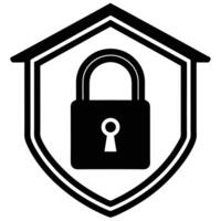 A black and white image of a house with a lock on it vector