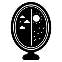 A black and white mirror with a sun and clouds vector