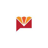 A red and orange logo with a triangle shape vector