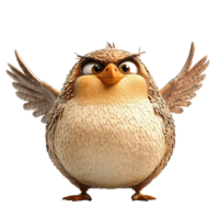A cartoon owl is spreading its wings with an assertive expression png