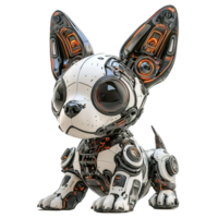 An adorable robot dog with large eyes and mechanical components png