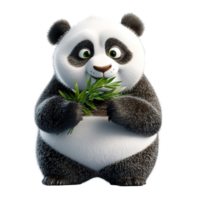 A cartoon panda enjoying bamboo while looking very happy png